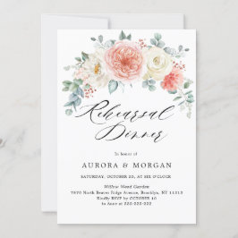 Midsommar Peach Pastel Blommigt Rehearsal Dinner Inbjudningar