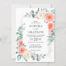 Midsommar Peach Pastel Rosa Blommigt Bröllop
