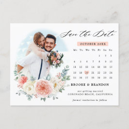 Midsommar Peach Pastel Rosa Kalender Spara datum Vykort
