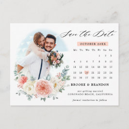 Midsommar Peach Pastel Rosa Kalender Spara datum Vykort