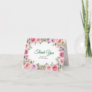Midsommar Peach Rosa Ros Blommig Bröllop Tack Kort