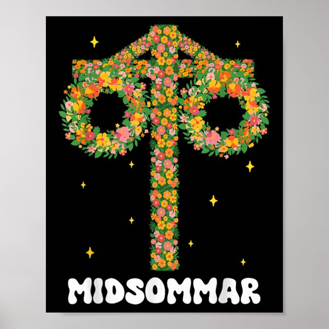 Midsommar Solstice Maypole Midsommar Sverige Poster (Framsidan)