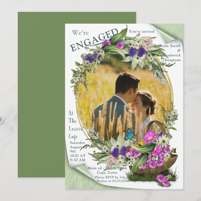 Midsommar Vår blommor Inbjudningar (Fram/baksida)