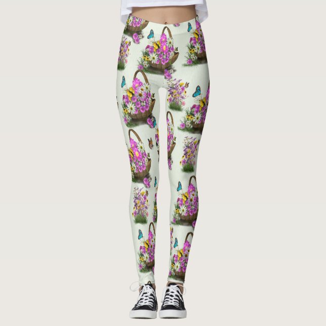 Midsommar Vår-festivalen Flowers Leggings (Framsida)