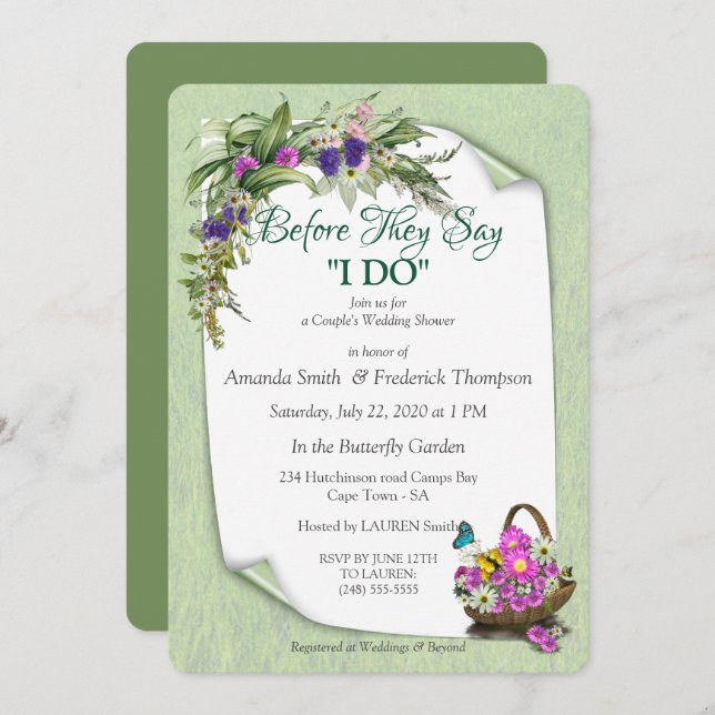 Midsommar Vår par Inbjudningar (Fram/baksida)