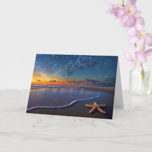Midsommarafton på stranden med sjöstjärna kort