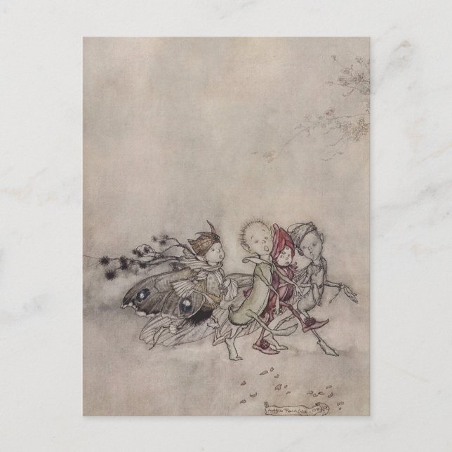 “Midsommarälvor” av Arthur Rackham Vykort (Framsida)