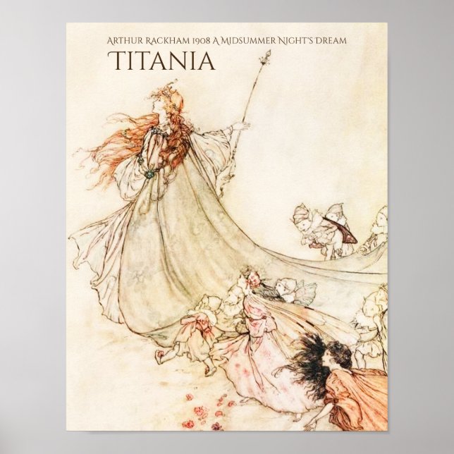 Midsommaren Night's Dream Titania Arthur Rackham Poster (Framsidan)