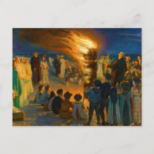 Midsommarens Kväll-Bonfire på Skagens strand (1906 Vykort