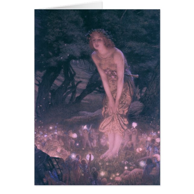 Midsommarens Kväll Fairy av Edward Hughes Hälsningskort (Framsidan)