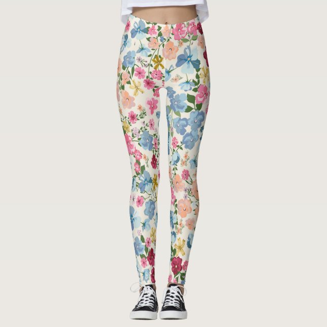 Midsommarskugga, blomningsanläggning mönster. leggings (Framsida)