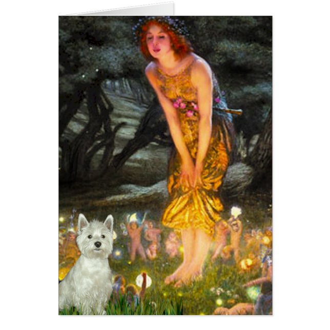 Midsomrar Kväll - Westie (S) Hälsningskort (Framsidan)