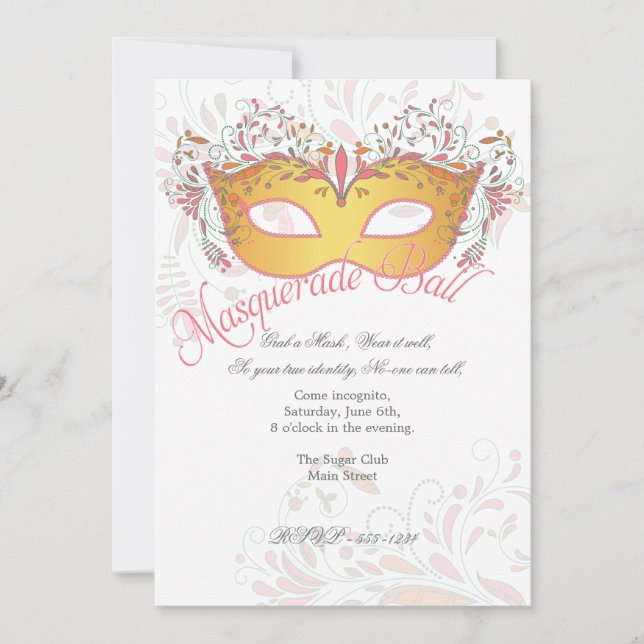 Midsomrar Night Masquerad Boll Party bjudan Inbjudningar (Framsida)