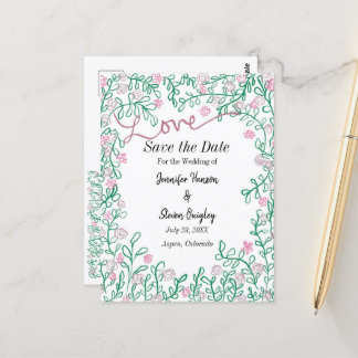 MidSummer Bröllop spara datum Blommigt-vykort Vykort