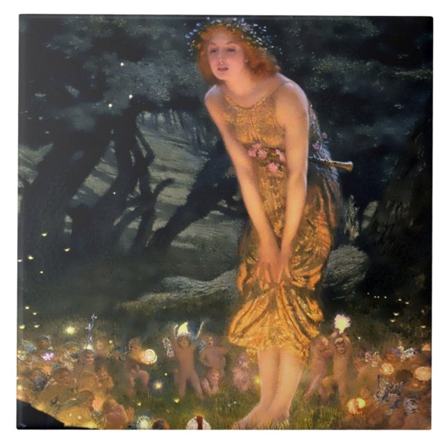 “Midsummer Eve” by Edward Robert Hughes Kakelplatta (Framsidan)
