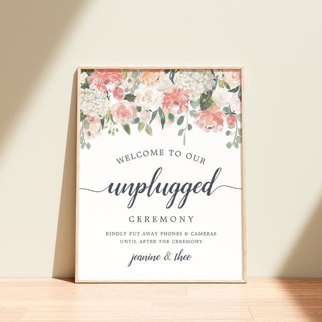 Midsummer Floral Unplugged Wedding Ceremony Sign Poster (Skapare uppladdad)