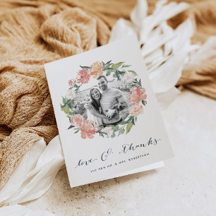 Midsummer Floral Wedding Photo Thank You Tack Kort