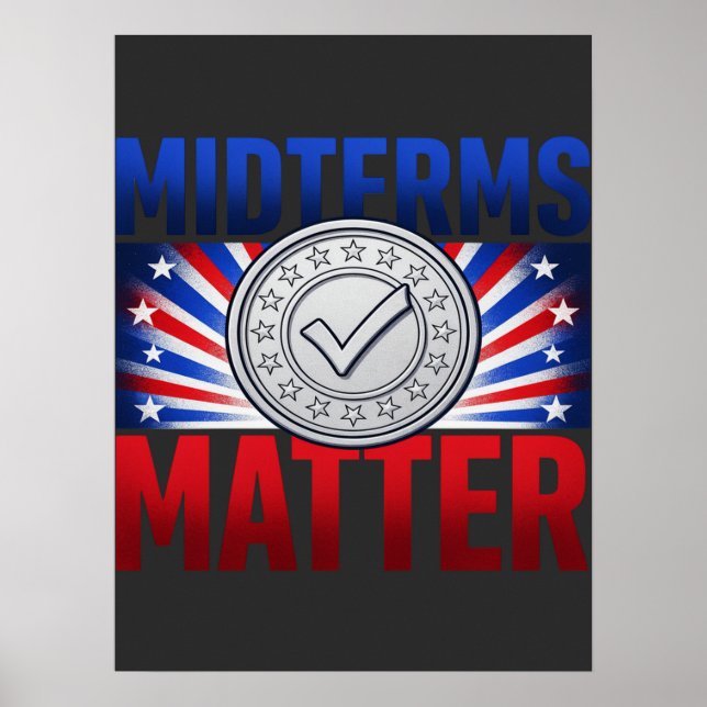 Midtermval är Viktiga Rött Blått Bocken Rösta  Poster (Framsidan)
