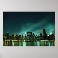 Midtown Manhattan skyline på Night Ljus, NYC