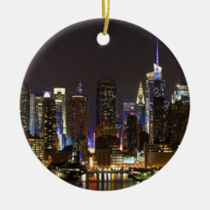Midtown Manhattan som sett från Weehawken NJ Julgransprydnad Keramik