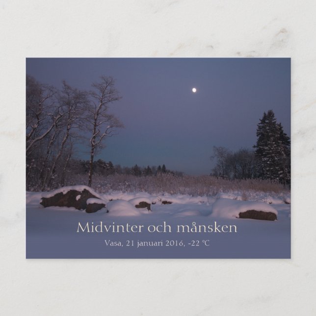 Midvinter och månsken Vasa Vaasa Finland CC0827 Vykort (Framsida)