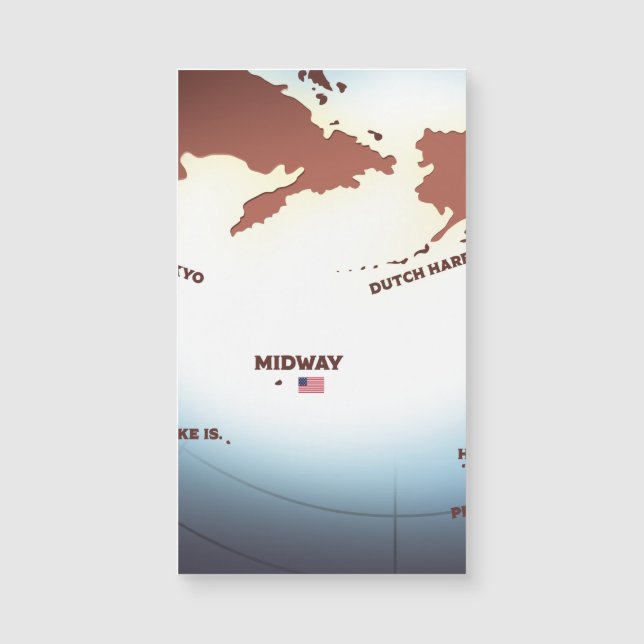 Midway Island vintage stil WW2 karta (Framsida)