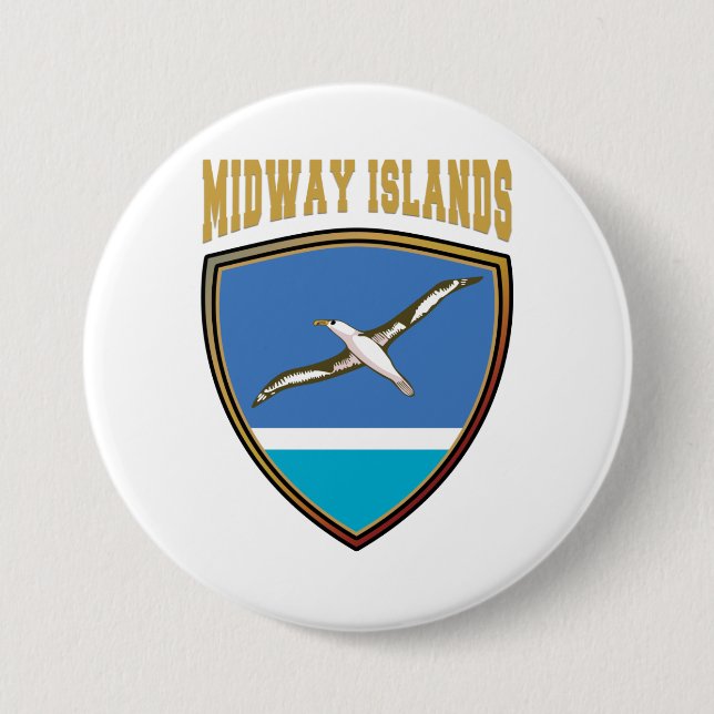 Midway Islands Flagga Shield Knapp (Framsida)