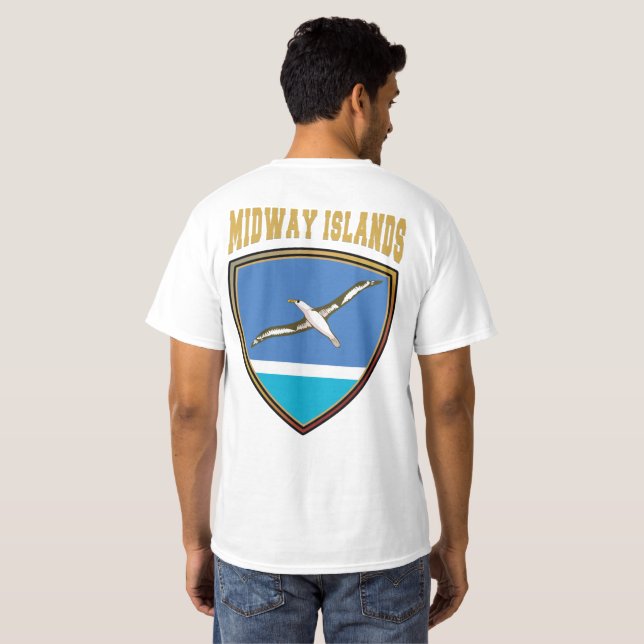 Midway Islands Flagga Shield T-Shirt (Hel baksida)