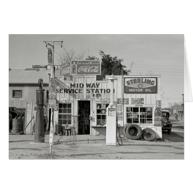 Midway Service Station, 1939 Hälsningskort (Framsidan Horizontal)