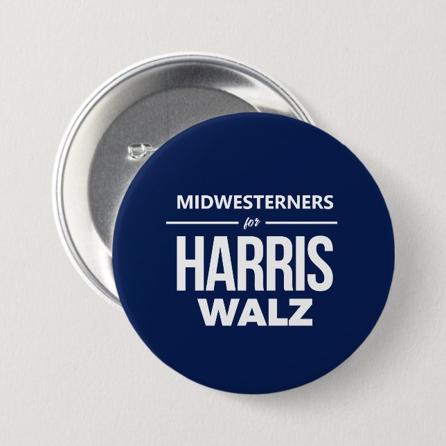 Midwesterner for Harris Walz Knapp (Framsida & baksida)