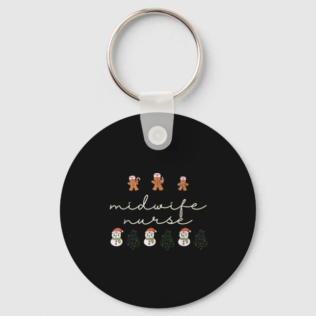 Midwife Nurse Christmas Gingerbread Nicu Hostal Pa Nyckelring (Framsida)
