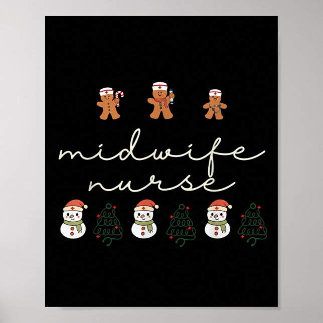Midwife Nurse Christmas Gingerbread Nicu Hostal Pa Poster (Framsidan)
