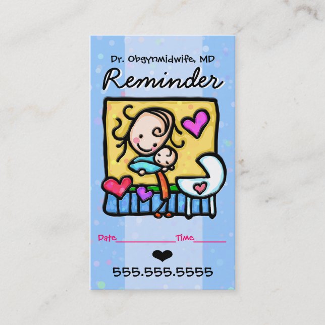 Midwife.OBGYN.Pediatrician.Appointment-påminnelse Tidsbeställning Kort (Framsida)