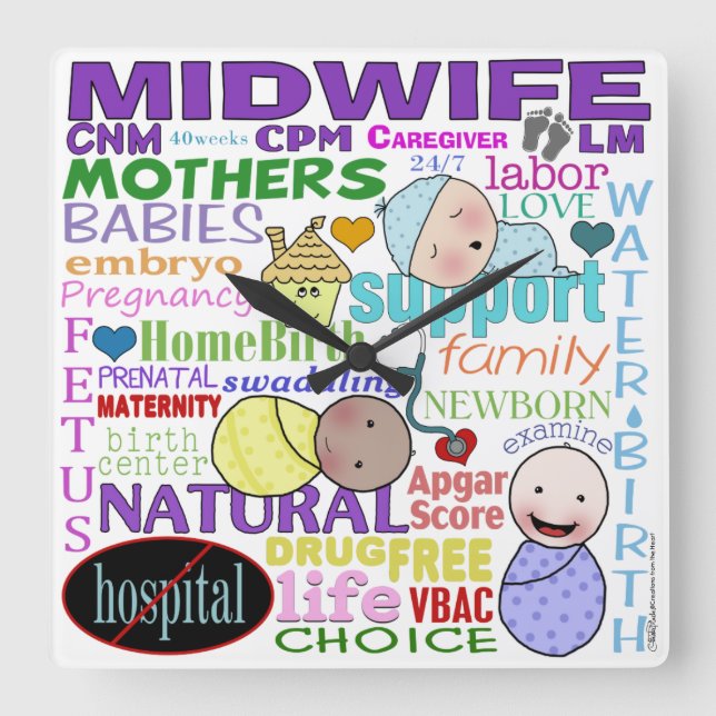 Midwifery Terminology-Tunnelbanan Art Fyrkantig Klocka (Framsida)