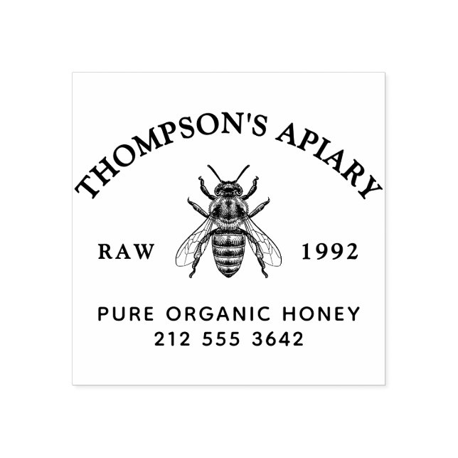 Miel Abeille Vintage Nom de Famille  Stämpel (Tryck)