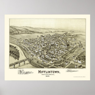 Mifflintown, PA Panoramic Karta - 1895 Poster