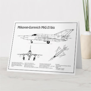 MiG-21a - Flygplanets planer för blåkopia BD Tack Kort