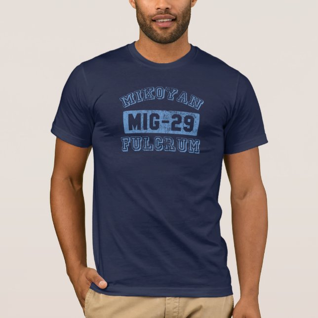 MIG-29 Fulcrum - BLÅTT T Shirt (Framsida)