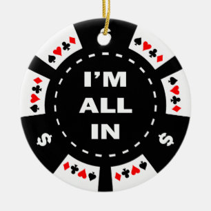 Mig all förmiddag i pokerchip julgransprydnad keramik