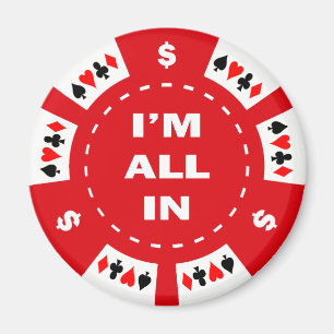 Mig all förmiddag i röd pokerchip magnet