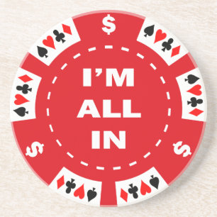 Mig all förmiddag i röd pokerchip underlägg sandsten