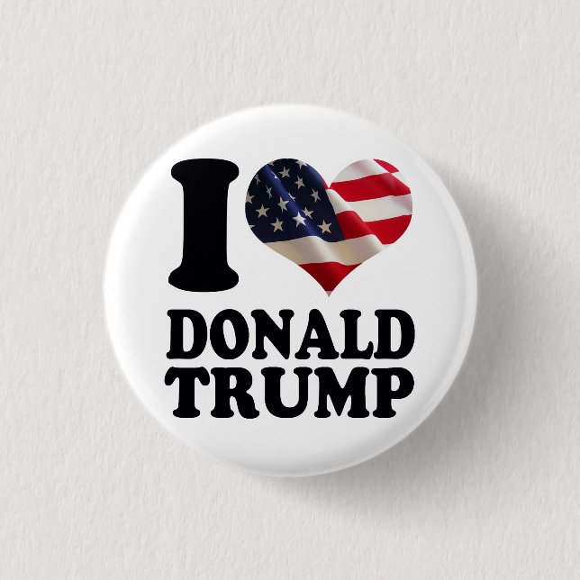 Mig amerikanska flagganhjärta Donald Trump Knapp (Framsida)