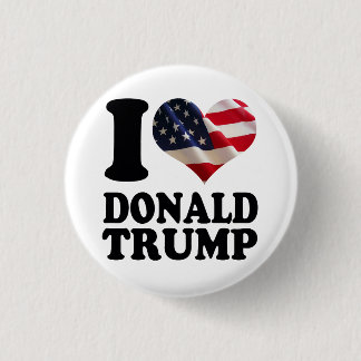 Mig amerikanska flagganhjärta Donald Trump Knapp