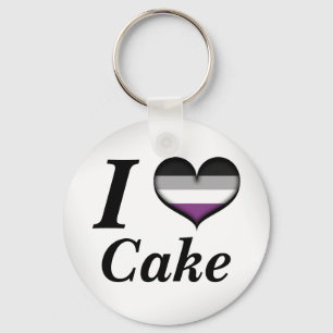 Mig Asexual tårta för hjärta Nyckelring