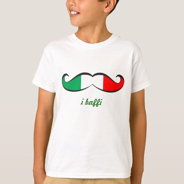 Mig Baffi italiensk flaggamustasch T Shirt (Framsida)