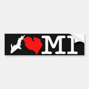 Mig bildekal för ♥MI (I-hjärta Michigan), vit