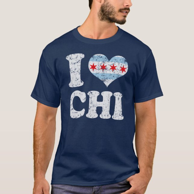 Mig CHI för hjärtaChicago flagga T-shirt (Framsida)