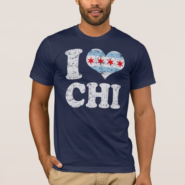 Mig CHI för hjärtaChicago flagga T Shirt (Framsida)