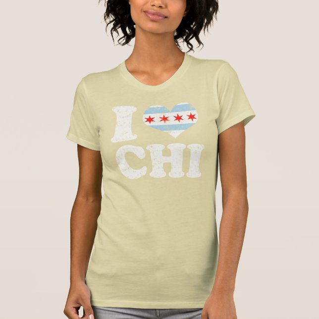 Mig CHI för hjärtaChicago flagga T-shirt (Framsida)