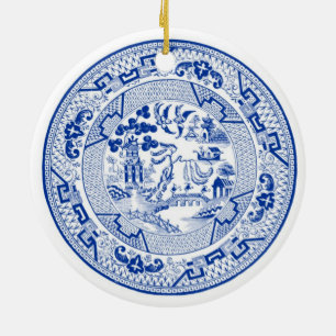 Mig drömma för förmiddag av vitjul för a (blå julgransprydnad keramik
